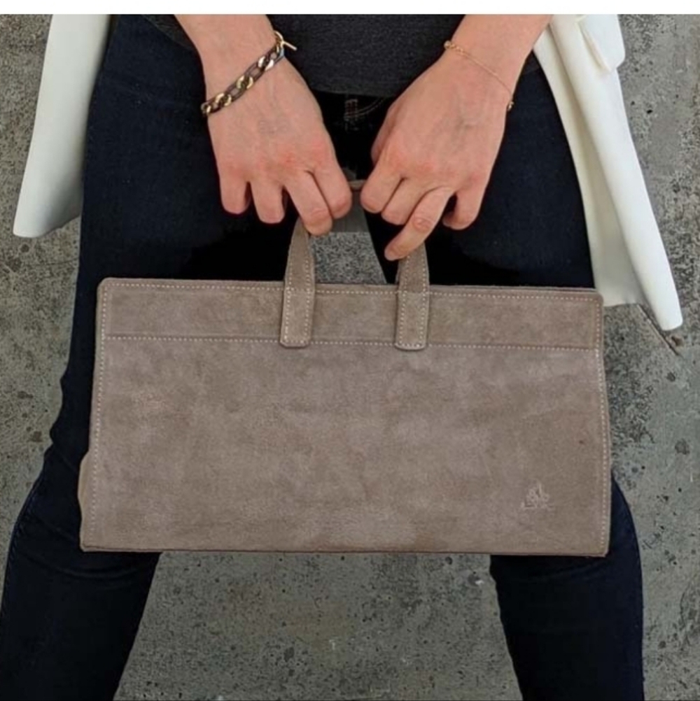 Sakvoyage Bag Thread Of Maple Suede Rectangular Top-Handle Clutch Y2K Vintage